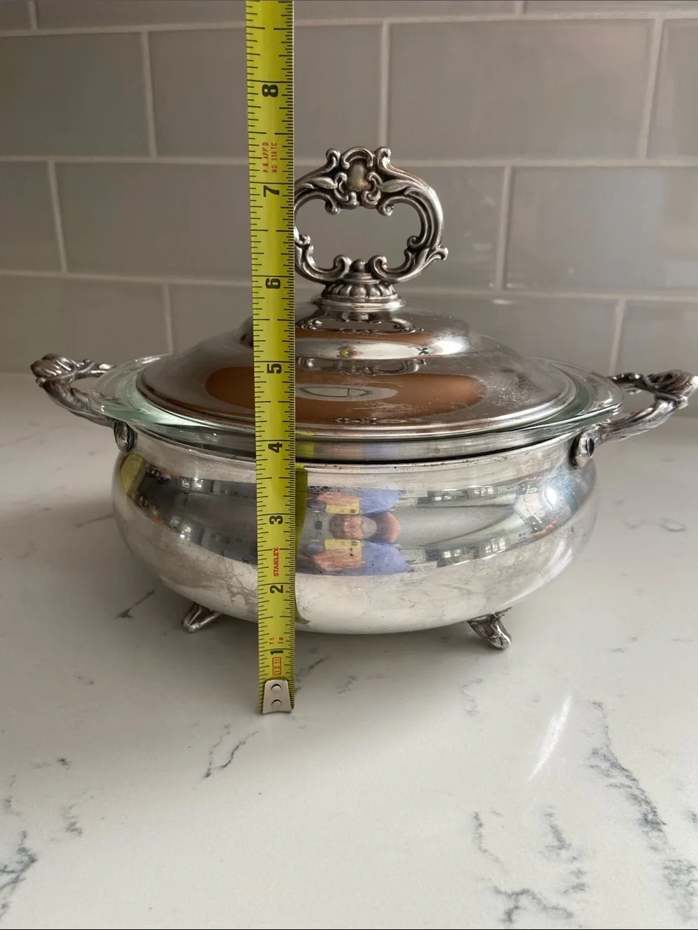 Vintage English Silver Mfg Corp Silverplate Casserole Glass Insert